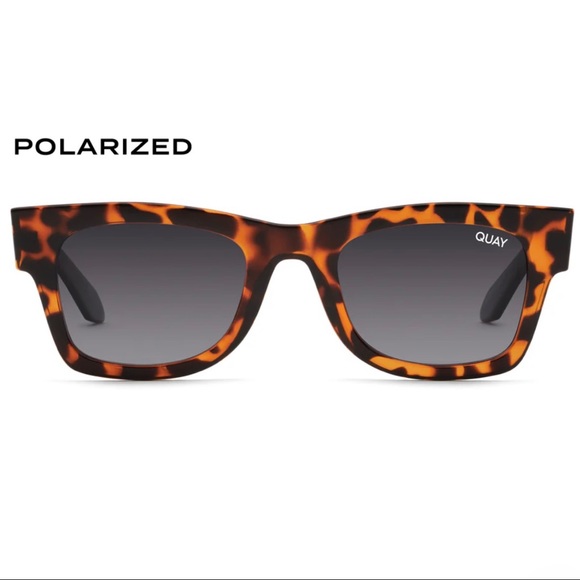QUAY Makin Moves Sunglasses Polarized Tortoise Frame Smoke Lenses Unisex - Picture 12 of 12